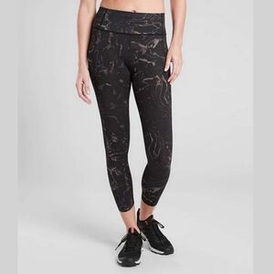Athleta Black Velocity Marble Print High Rise 7/8 Tight Leggings